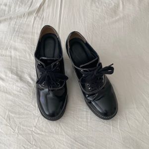 Moussy leather heel shoes preppy ankle boots